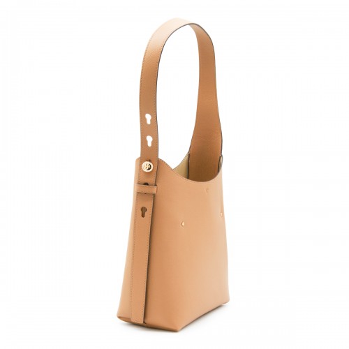 LIGHT BROWN LEATHER HOBO ROMY SMALL SHOULDER BAG