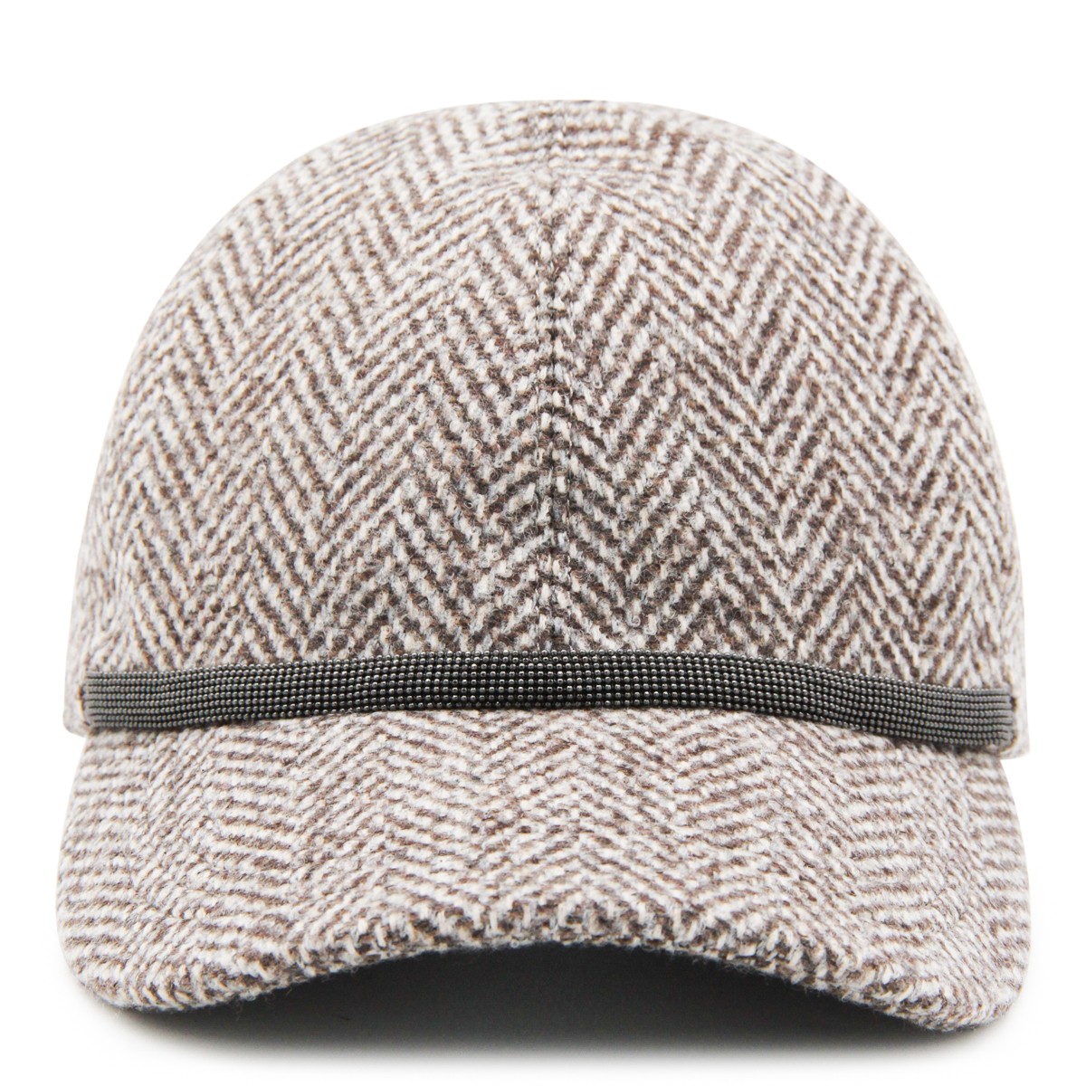 BROWN AND GREY WOOL BASEBALL CAP