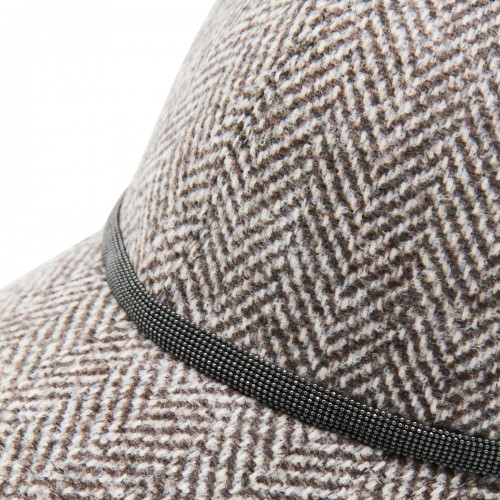 BROWN AND GREY WOOL BASEBALL CAP