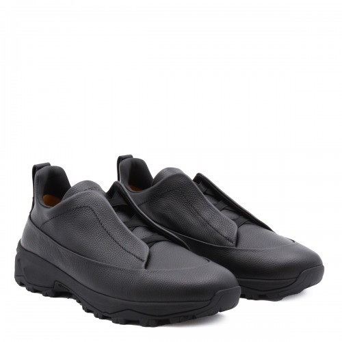 BLACK LEATHER MONTE SNEAKERS 2