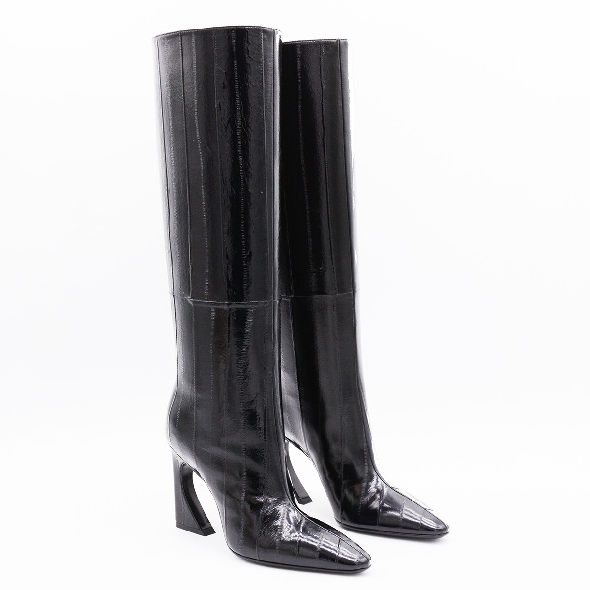 BLACK LEATHER ARCO BOOTS