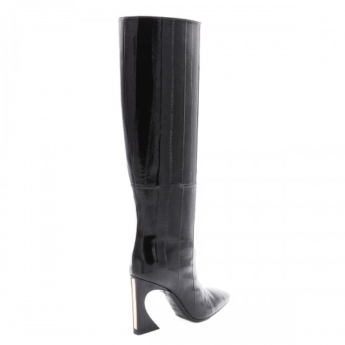 BLACK LEATHER ARCO BOOTS