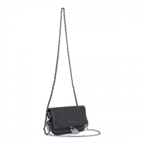 BLACK LEATHER ROCK NANO SHOULDER BAG