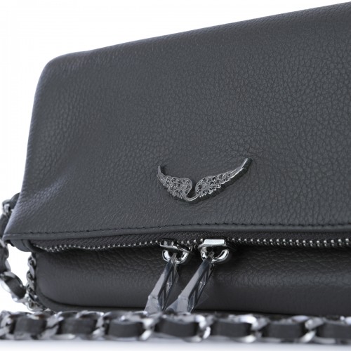 BLACK LEATHER ROCK NANO SHOULDER BAG