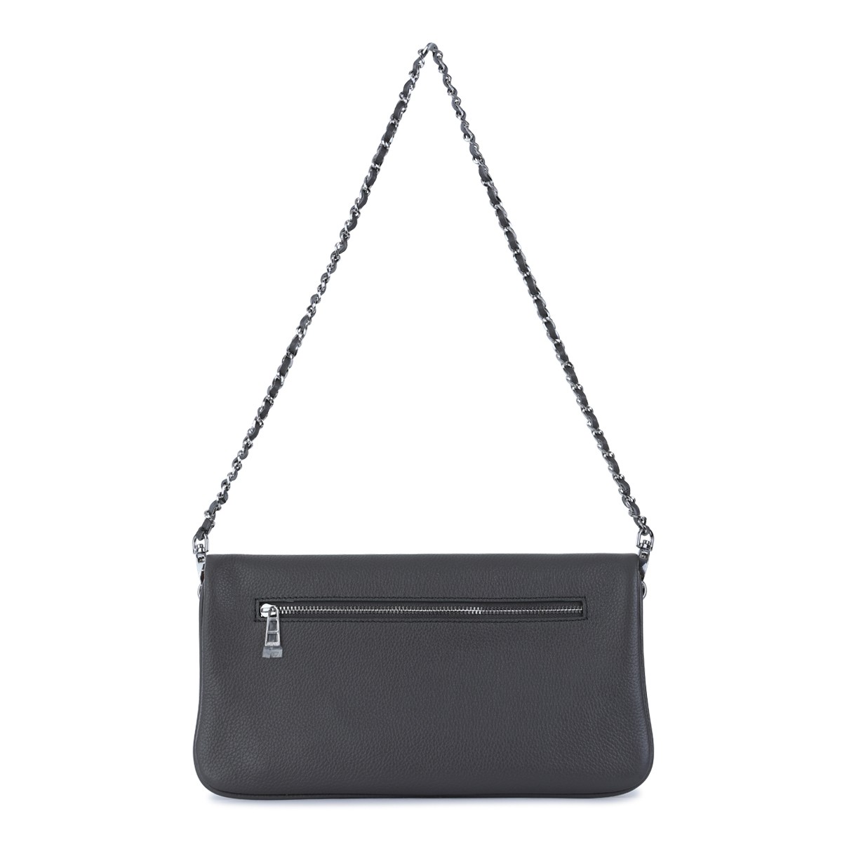 DARK GREY LEATHER ROCK SHOULDER BAG
