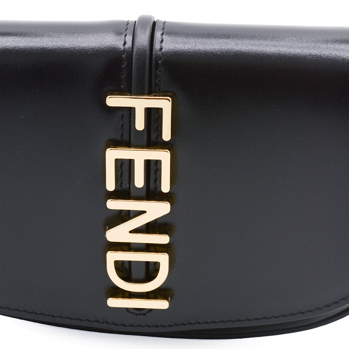 BLACK LEATHER FENDIGRAPHY MINI BAG