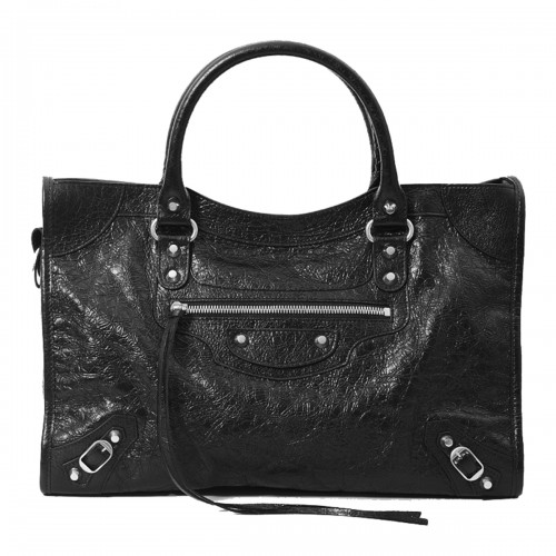 BLACK LEATHER LE CITY MEDIUM TOP HANDLE BAG
