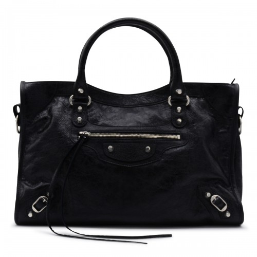 BLACK LEATHER LE CITY MEDIUM TOP HANDLE BAG