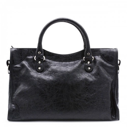 BLACK LEATHER LE CITY MEDIUM TOP HANDLE BAG