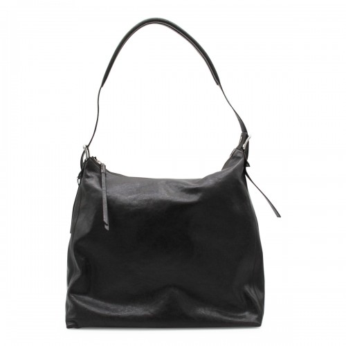 DARK CHOCOLATE LEATHER HOBO SHOULDER BAG