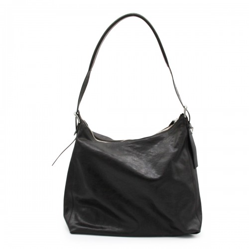 DARK CHOCOLATE LEATHER HOBO SHOULDER BAG