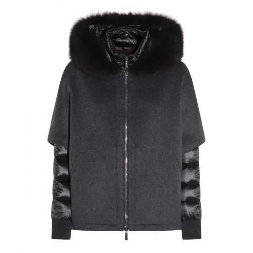 DARK GREY WOOL PEGASO DOWN JACKET