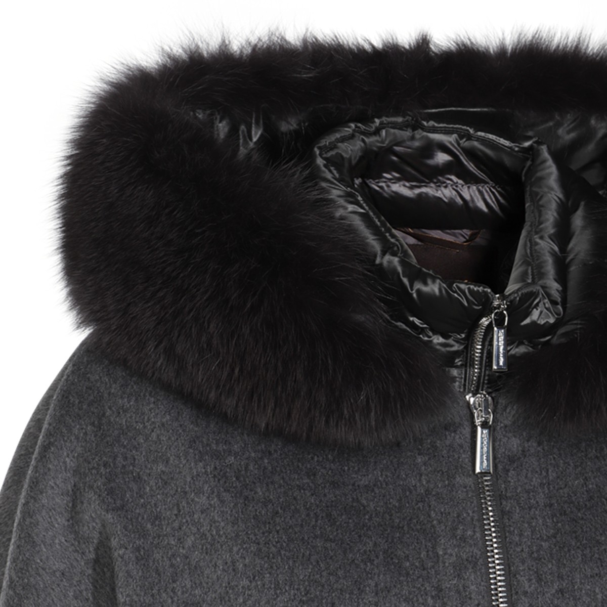 DARK GREY WOOL PEGASO DOWN JACKET