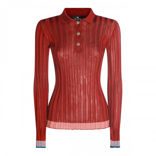 RED VISCOSE POLO SHIRT