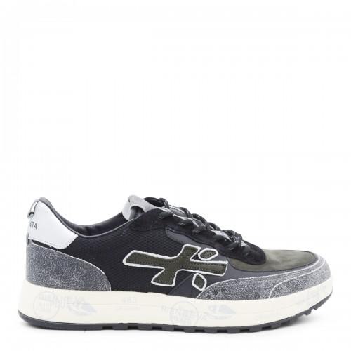 BLACK AND GREY LEATHER NOUS SNEAKERS