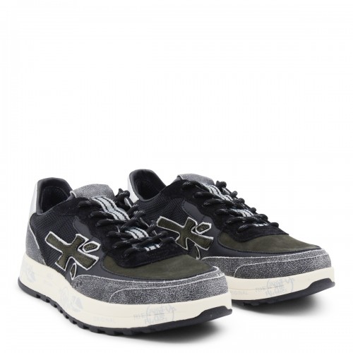BLACK AND GREY LEATHER NOUS SNEAKERS