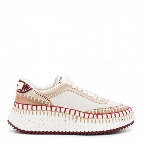 BEIGE AND RED NAMA SNEAKERS
