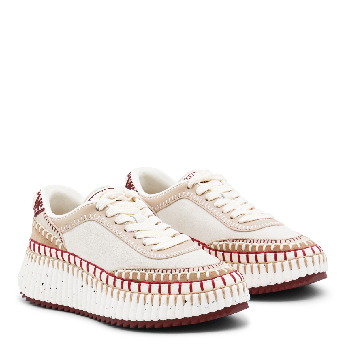 BEIGE AND RED NAMA SNEAKERS