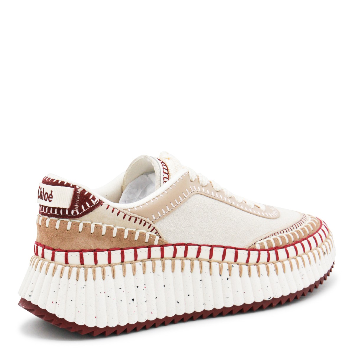 BEIGE AND RED NAMA SNEAKERS