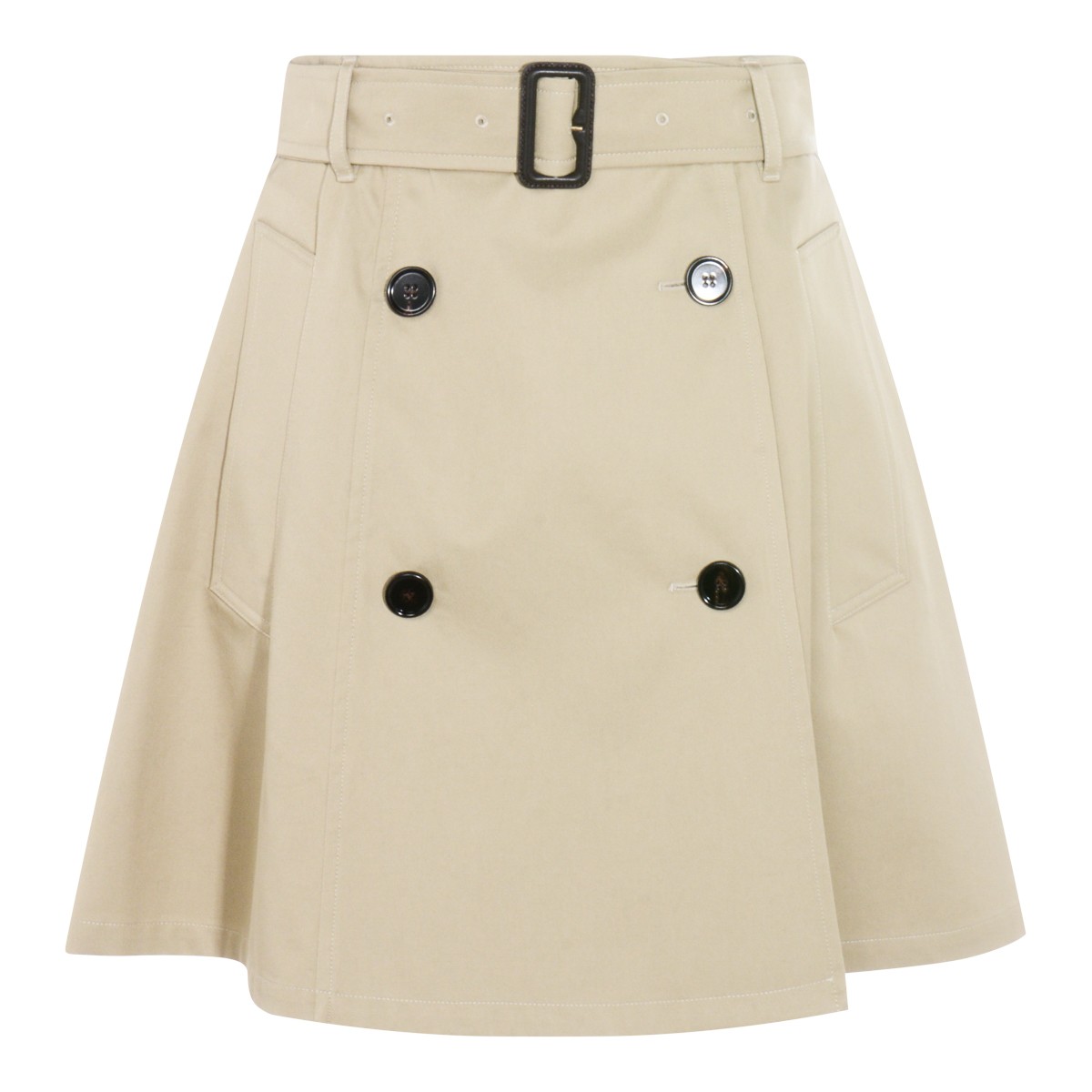 BEIGE COTTON MINI SKIRT