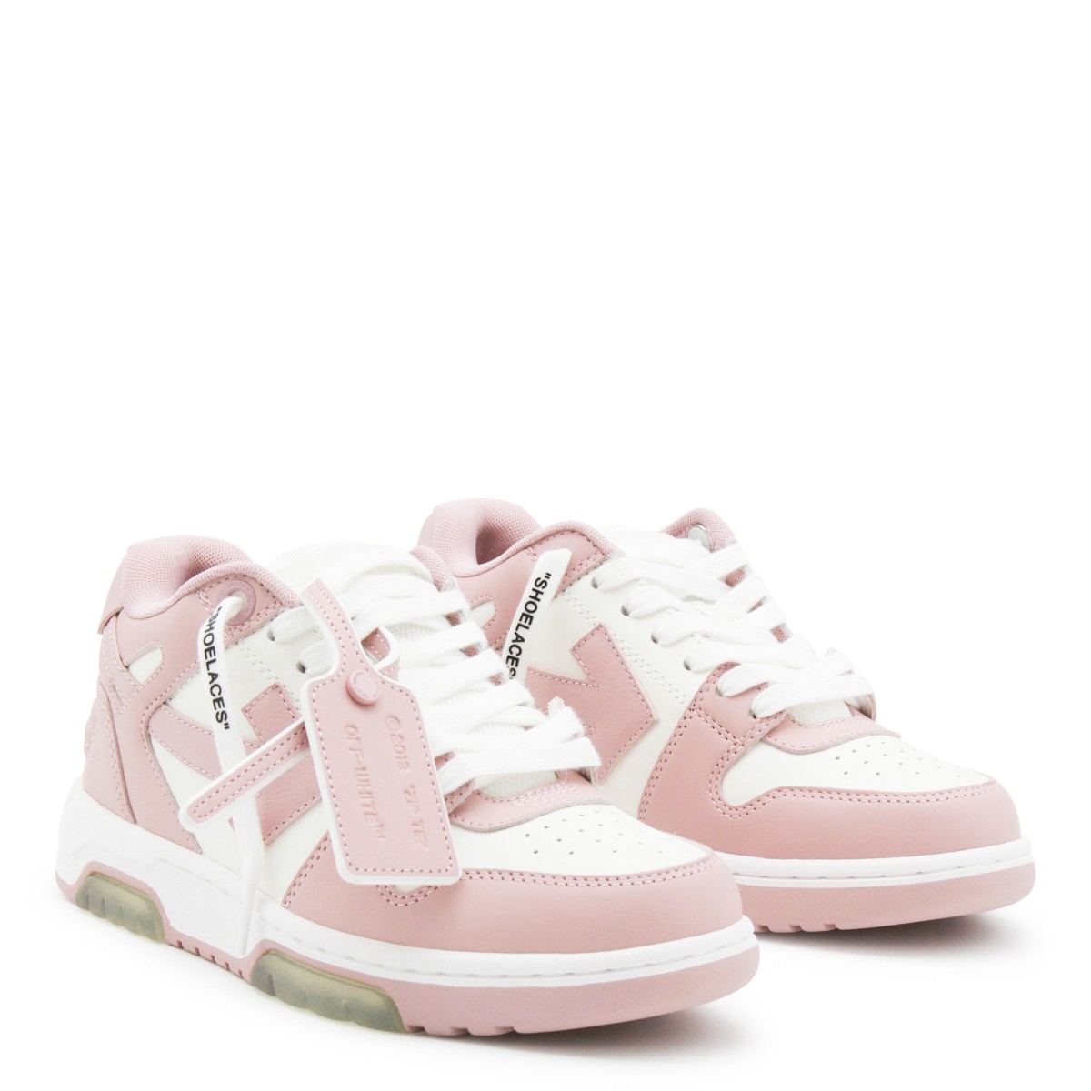 WHITE AND PINK OUT OF OFFICE SNEAKERS