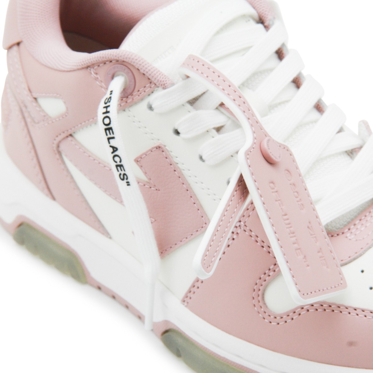 WHITE AND PINK OUT OF OFFICE SNEAKERS