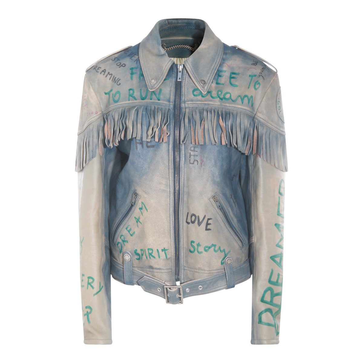 LIGHT BLUE LEATHER JACKLET