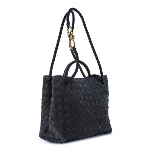 BLACK LEATHER LET'S GO LITTLE ONE TOP HANDLE BAG