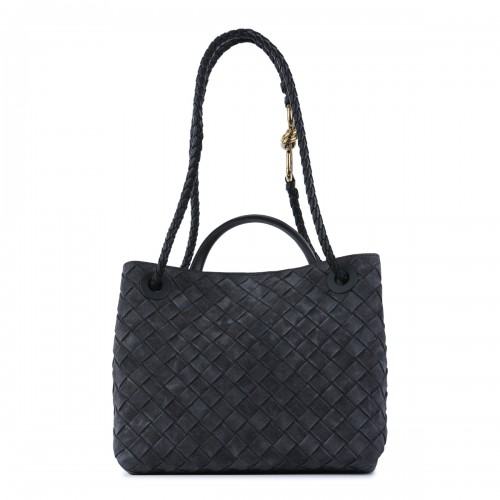 BLACK LEATHER LET'S GO LITTLE ONE TOP HANDLE BAG