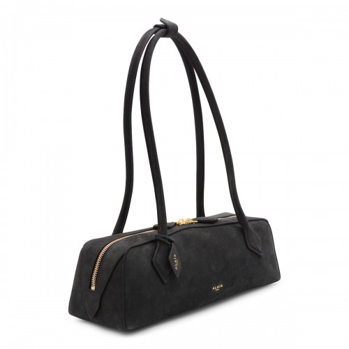BLACK LEATHER TECKEL MEDIUM SHOULDER BAG
