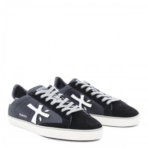 BLACK LEATHER STEVEN SNEAKERS 2