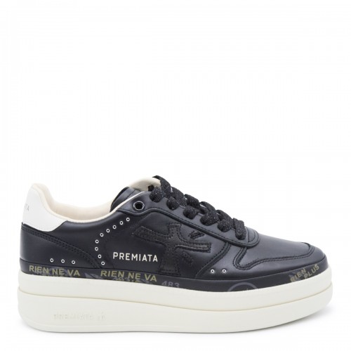 BLACK LEATHER MICOL SNEAKERS