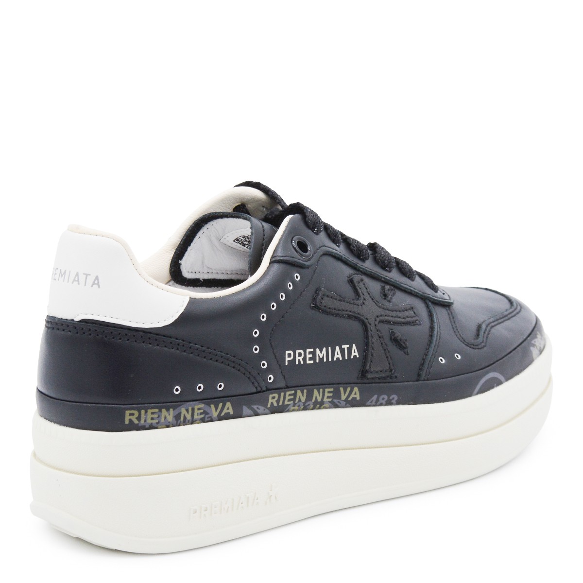 BLACK LEATHER MICOL SNEAKERS