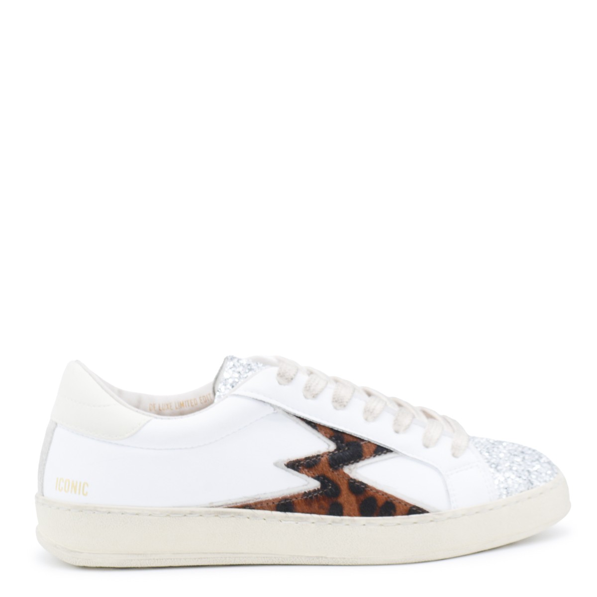 WHITE AND LEOPARD SNEAKERS