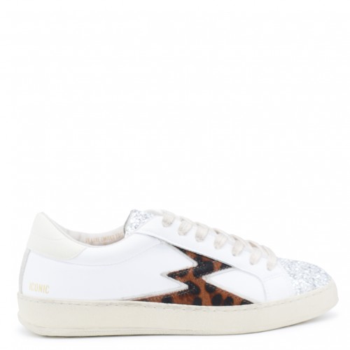 WHITE AND LEOPARD SNEAKERS