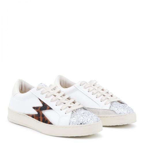 WHITE AND LEOPARD SNEAKERS