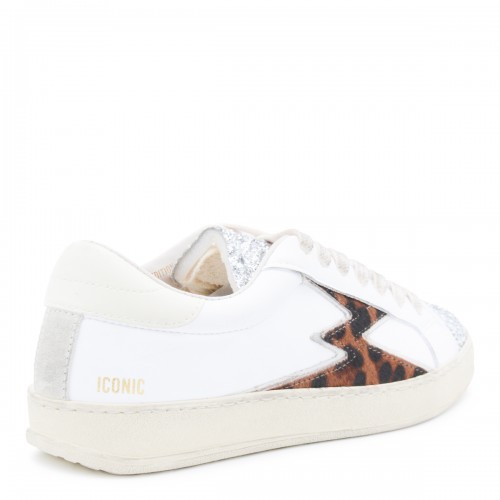 WHITE AND LEOPARD SNEAKERS