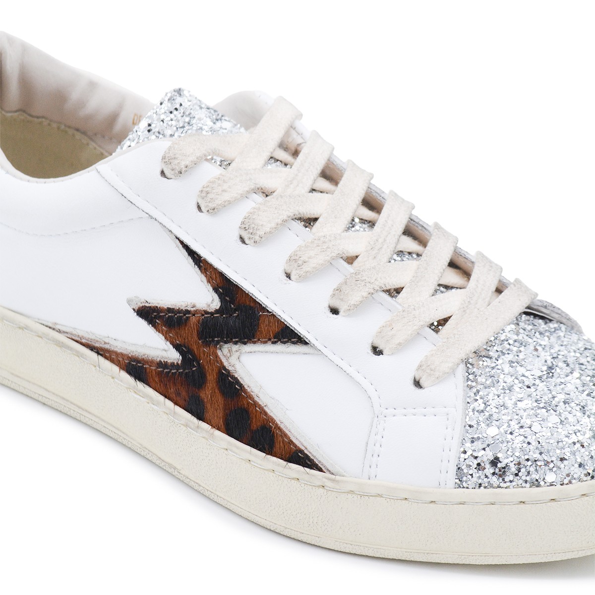 WHITE AND LEOPARD SNEAKERS