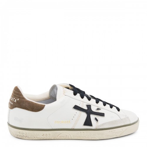 WHITE AND BEIGE LEATHER STEVEN SNEAKERS