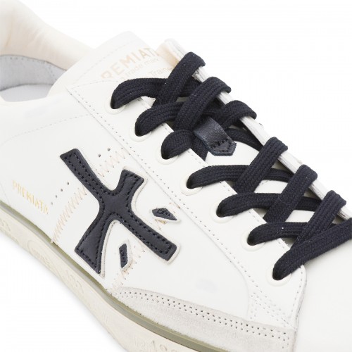 WHITE AND BEIGE LEATHER STEVEN SNEAKERS