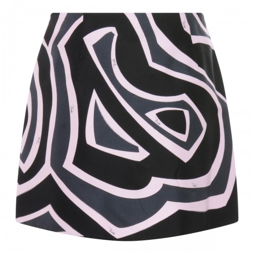 BLACK AND PINK SILK SKIRT