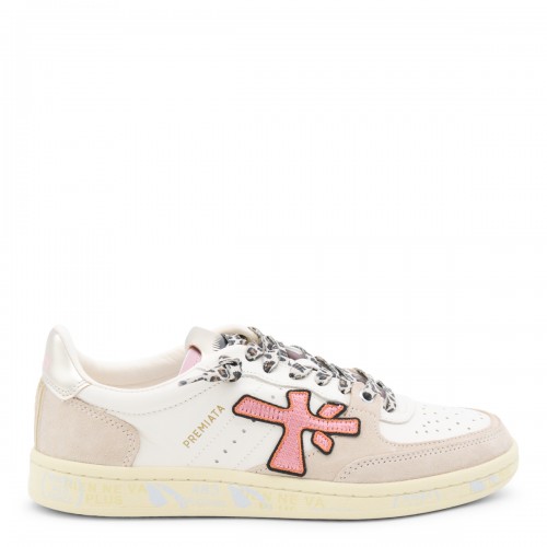 WHITE AND PINK LEATHER CLAYD SNEAKERS