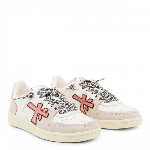WHITE AND PINK LEATHER CLAYD SNEAKERS