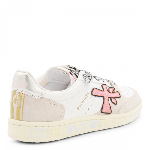 WHITE AND PINK LEATHER CLAYD SNEAKERS