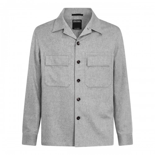 LIGHT GREY CASHMERE CASUAL JACKET