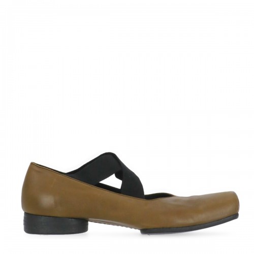 DARK GREEN AND BLACK LEATHER BALLET FLATS