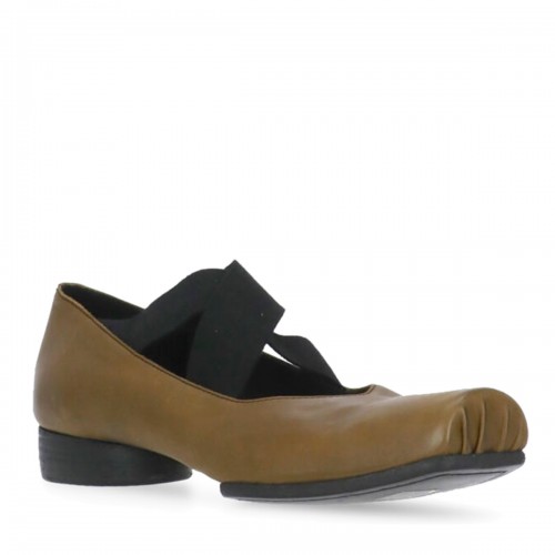 DARK GREEN AND BLACK LEATHER BALLET FLATS