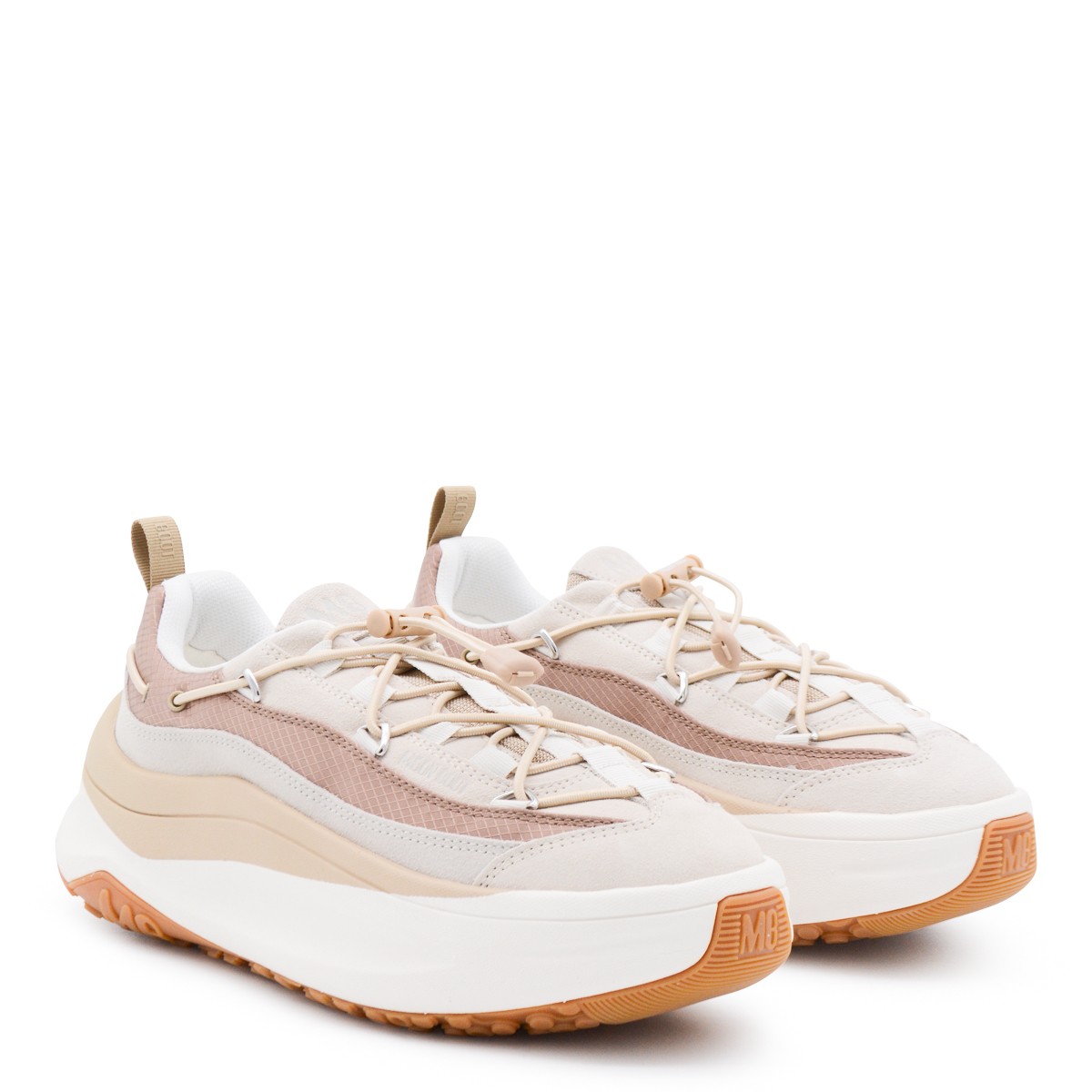 WHITE AND BEIGE MOON247 XLACE SNEAKERS