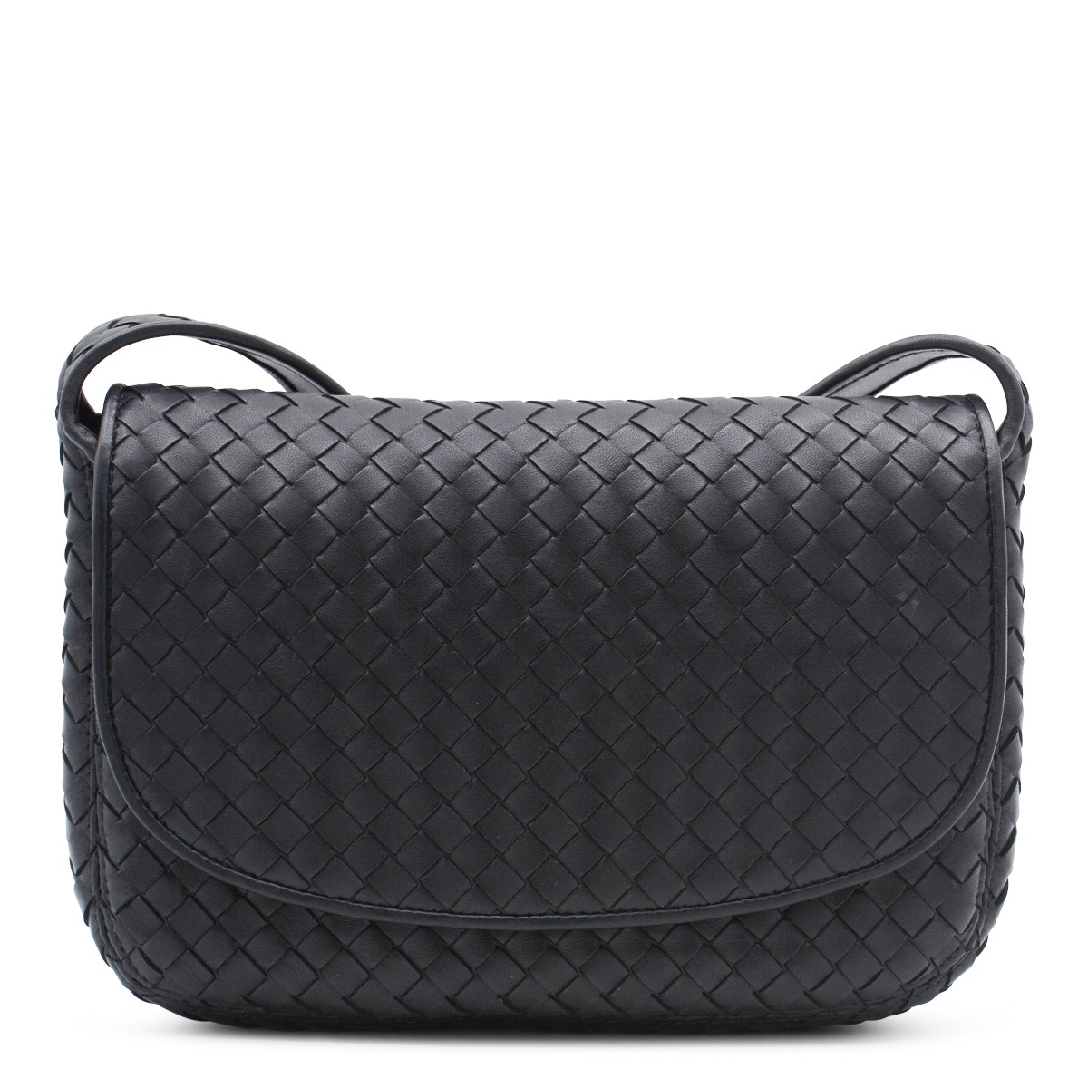 BLACK LEATHER MESSENGER BAG