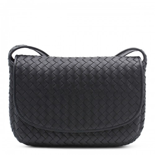 BLACK LEATHER MESSENGER BAG